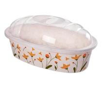Porta Pão com Tampa Decorado Marmorizado Flores Plasutil Porta Pão com Tampa Decorado Marmorizado Flores Plasutil
