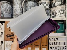 Porta Pão de Forma com Base Roxa e Tampa Tupperware