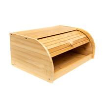 Porta Pão em Bambu Com Tampa Retratil Organizador de Cozinha 40 x 27cm Natural Premium Clássico