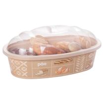 Porta Pão Frances Cesto Retrô com Tampa Serve Café da Manhã 3,15 Litros Plasútil - PLASUTIL