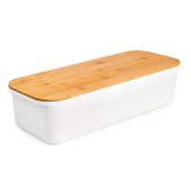 Porta Pao Ibili Com Tampa Bambu 39,5x15cm Branco