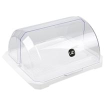 Porta Pao Premium Branco Solido Com Tampa Transparente De Plastico Cozinha Uz