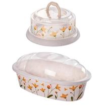 Porta pão , queijeira com alça Plasútil Flores