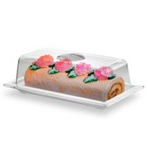Porta Pão Torta Bolo Rocambole AcrílicoTransparente 28x15x9