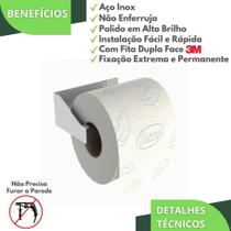 Porta Papel Higiênico Adesivo Colar Na Parede Inox Df