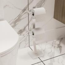 Porta Papel Higiênico Chão Papeleiro Lavabo Branco Duplo