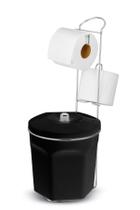 Porta Papel Higiênico com Lixeira Preta 6L Suporte para 2 Rolos Cromado - kit com 2 unidades Porta Papel Higiênico com Lixeira Preta 6L Suporte para 2 Rolos Cromado - kit com 2 unidades
