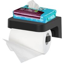Porta Papel Higiênico com Suporte Instalação Adesivo de Parede Prateleira Superior para Banheiro Lavabo Aromatizador Lenços Celular