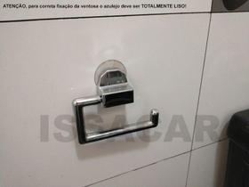 Porta papel higienico cromado fixação por ventosa sem furar parede ideal azulejo liso vidro box Porta papel higienico cromado fixação por ventosa sem furar parede ideal azulejo liso vidro box
