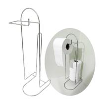 Porta Papel Higiênico De Chão Cromado Aço 4 Rolos Moderno