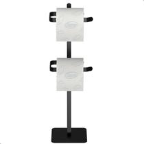 Porta Papel Higiênico de Chão Duplo Suporte Preto Oslo Porta Papel Higiênico de Chão Duplo Suporte Preto Oslo