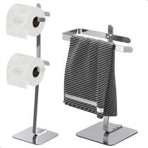 Porta Papel Higiênico de Chão Inox e Toalha Lavabo Oslo.D