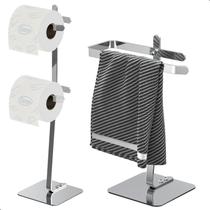 Porta Papel Higiênico De Chão Inox E Toalha Lavabo Oslo.D