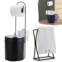 Porta Papel Higienico de Chao Lixeira Banheiro Com Suporte Lavabo Luxo Porta Toalha De Bancada Duplo