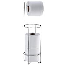 Porta papel higiênico de chão papeleira banheiro lavabo com reserva 3 rolos suporte cromado em aço