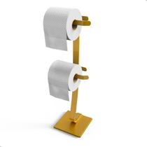 Porta Papel Higiênico de Chão Papeleira Dupla Dourado UN Porta Papel Higiênico de Chão Papeleira Dupla Dourado UN