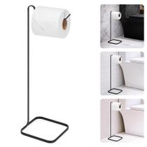 Porta Papel Higiênico De Chão Preto Fosco Aço Banheiro Lavabo Moderno Elegante Rolo Unitário