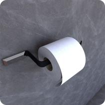 Porta Papel Higiênico De Parede Preto e Cromo Empire