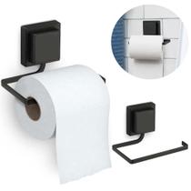 Porta Papel Higiênico De Parede Sem Furar 3m Preto Arthi