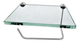 Porta Papel Higiênico De Vidro Com Grade - 12x15cm - 8mm (Incolor)