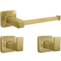 Porta Papel Higiênico Dourado Escovado E Gancho Porta Toalha Kit Suporte Parede Banheiro Metal Cabide Pendurador Quadrado Papeleira Barra Inox 304 Porta Papel Higiênico Dourado Escovado E Gancho Porta Toalha Kit Suporte Parede Banheiro Metal Cabide Pendurador Quadrado Papeleira Barra Inox 304
