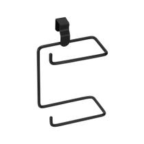 Porta Papel Higiênico Duplo p/ Caixa Acoplada em Aço com Acabamento em Poliéster Preto 12,6x10,5x18,9cm - Arthi