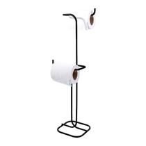 Porta Papel Higiênico Duplo Papeleira De Chão Preta Superiore Organizador Decorativo Para Banheiro Lavabo Porta Papel Higiênico Duplo Papeleira De Chão Preta Superiore Organizador Decorativo Para Banheiro Lavabo