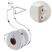 Porta papel higiênico duplo suporte papeleira para caixa acoplada banheiro lavabo cromado aço rolo