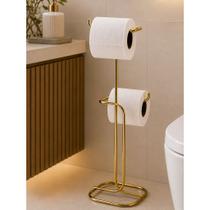 Porta Papel Higiênico Duplo Suporte para 2 rolos Superiore Dourado Porta Papel Higiênico Duplo Suporte para 2 rolos Superiore Dourado