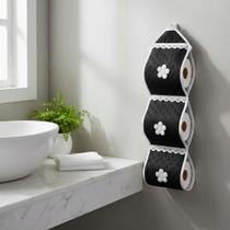 Porta Papel Higiênico Elegance Matelado Preto e Branco para 3 Rolos Banheiro Porta Papel Higiênico Elegance Matelado Preto e Branco para 3 Rolos Banheiro