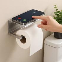 Porta Papel Higiênico Inox Suporte Banheiro Celular Parede Apoio Sanitário Pendura Gancho Porta Papel Higiênico Inox Suporte Banheiro Celular Parede Apoio Sanitário Pendura Gancho