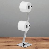 Porta Papel Higiênico Papeleira De Chão Com Reserva Cromado