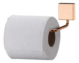 Porta Papel Higiênico Papeleira Suporte Parede Aço Rose Gold
