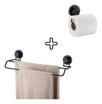 Porta Papel Higienico + Porta Toalha Aço Ventosa Future Porta Papel Higienico + Porta Toalha Aço Ventosa Future