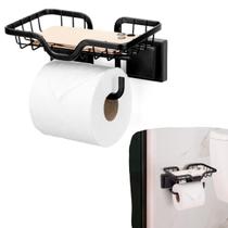 Porta Papel Higiênico Preto Lenço Umedecido Suporte Para Celular Sem Furo 3M Porta Papel Higiênico Preto Lenço Umedecido Suporte Para Celular Sem Furo 3M