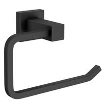 Porta Papel Higiênico Rolo Papeleira Suporte Sem Tampa Banheiro Lavabo Lavatório Preto Fosco Black Matte Metal Premium