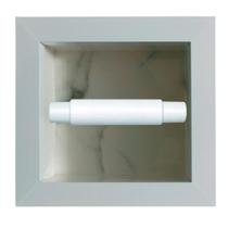 Porta Papel Higiênico Simples Porcelanato Branco Carrara Borda Aluminio Embutir