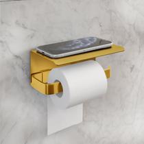 Porta Papel Higiênico Stander Suporte Para Celular Dourado Porta Papel Higiênico Stander Suporte Para Celular Dourado