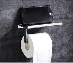 Porta Papel Higienico Suporte Celular Banheiro Prata Cromado