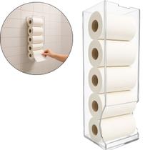 Porta Papel Higiênico Suporte Em Acrílico para 5 Rolos Dispenser Banheiro Organizador Caixa Lavabo