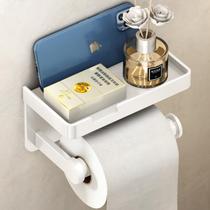 Porta-papel higiênico Voldra com prateleira para celular, branco antiferrugem Porta-papel higiênico Voldra com prateleira para celular, branco antiferrugem