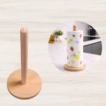 Porta Papel Toalha Bambu Cozinha Suporte Vertical Mesa Base Redonda