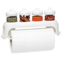 Porta Papel Toalha Branco Com Suporte Para Condimentos Porta Papel Toalha Branco Com Suporte Para Condimentos