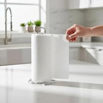 Porta Papel Toalha de Cozinha Plug Lar Europeu Basic Cromado, Compacto e Elegante