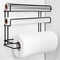 Porta Papel Toalha Triplo Preto Parede Cozinha Mein Haus Porta Papel Toalha Triplo Preto Parede Cozinha Mein Haus