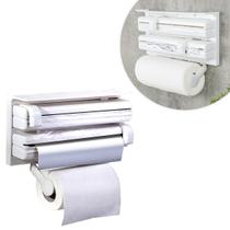 Porta Papel Toalha Triplo Suporte Parede Papel Alumínio Filme Plástico Cozinha