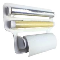 Porta Papel Toalha Triplo Suporte Preto Rolo Cozinha 4 Em 1 Porta Papel Toalha Triplo Suporte Preto Rolo Cozinha 4 Em 1