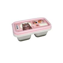 Porta Papinha Duplo com Encaixe Bichinhos Rosa Menina 70ml