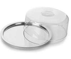 Porta Para Bolo Base Inox Tampa em Acrílico Ø27.5cm Forma Inox