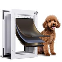 Porta para cães PETCOMING com 3 abas, toda em liga de alumínio para cães grandes Porta para cães PETCOMING com 3 abas, toda em liga de alumínio para cães grandes